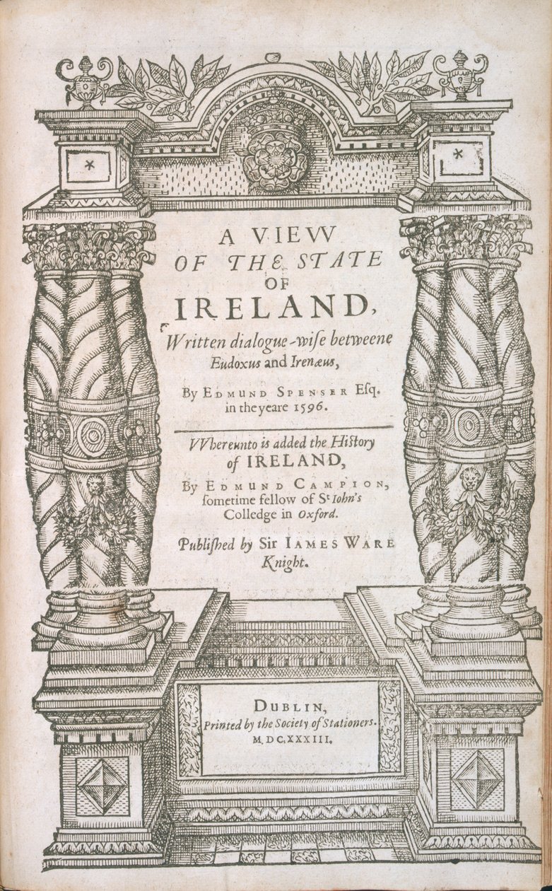Portada de Una Vista del Estado de Irlanda y La Historia de Irlanda, 1633 de English School