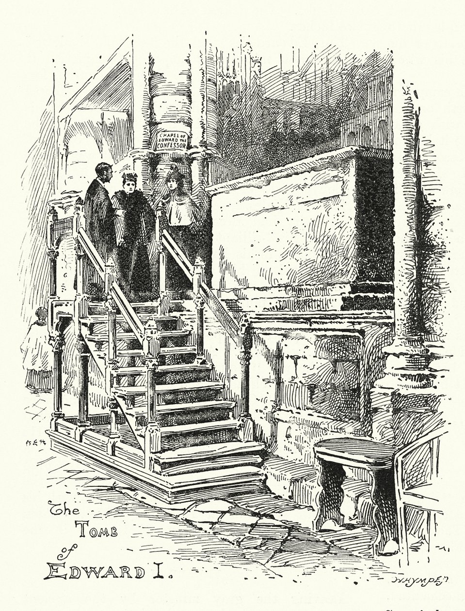 Tumba del rey Eduardo I, Abadía de Westminster (grabado) de English School