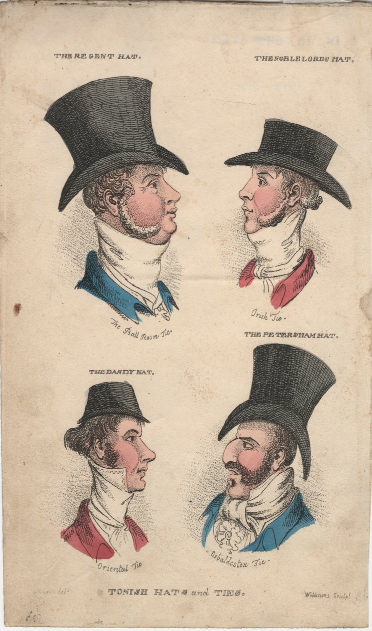 Sombreros y corbatas de moda, c. 1815-20 de English School