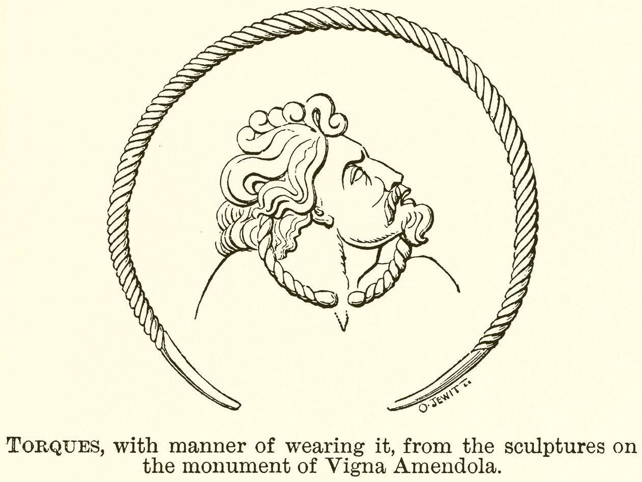 Torques, with Manner of Wearing it, from the Sculptures on the Monument of Vigna Amendola (grabado) de English School