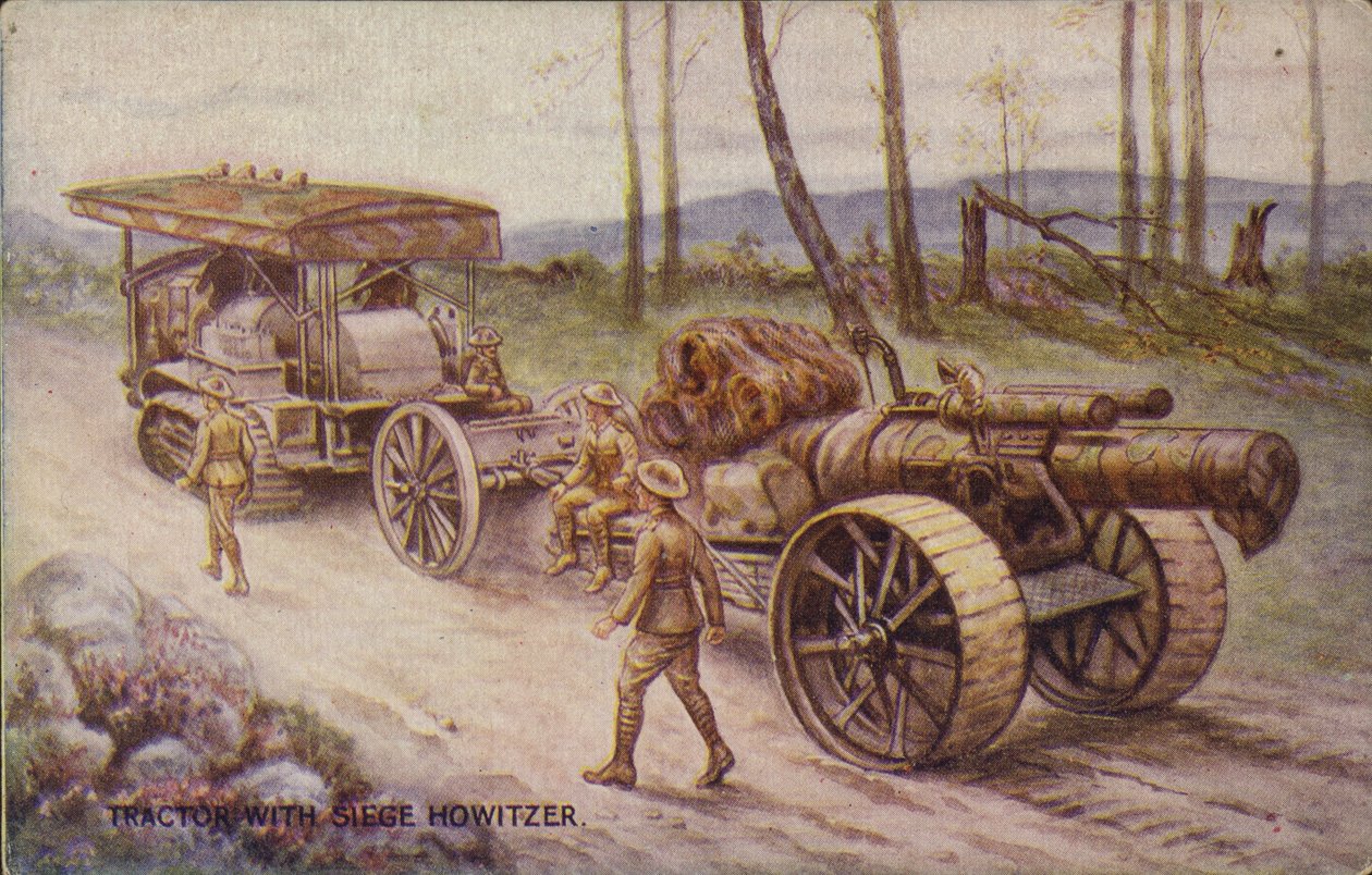 Tractor con obús de asedio (litografía en color) de English School