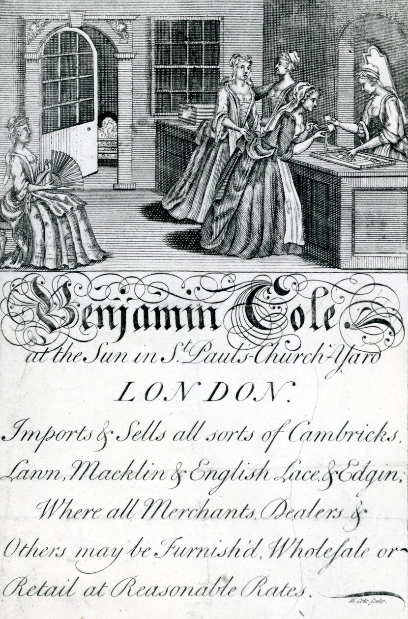 Tarjeta comercial, Benjamin Cole, comerciante de Londres de English School