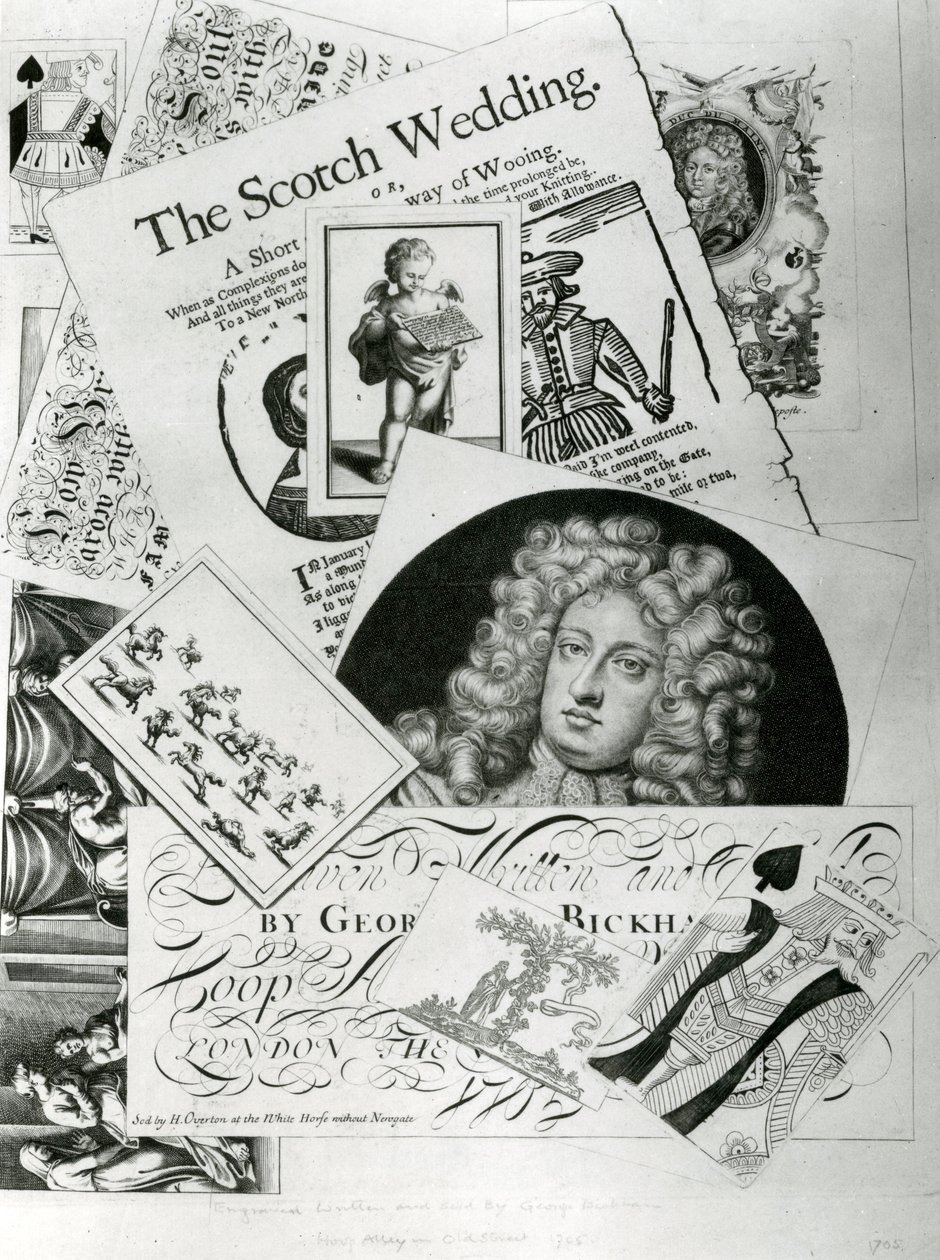 Tarjeta comercial, grabada por George Bickman de English School