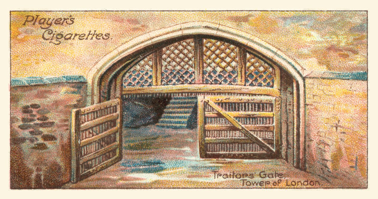 Puerta de los Traidores, Torre de Londres (cromolito) de English School