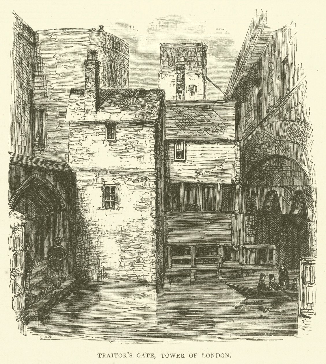 Puerta del Traidor, Torre de Londres (grabado) de English School