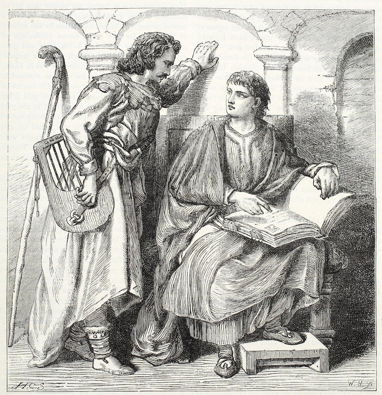 Trovador y Barbe, ilustración de La Historia del Protestantismo por James Aitken Wylie (1808-1890), pub. 1878 de English School