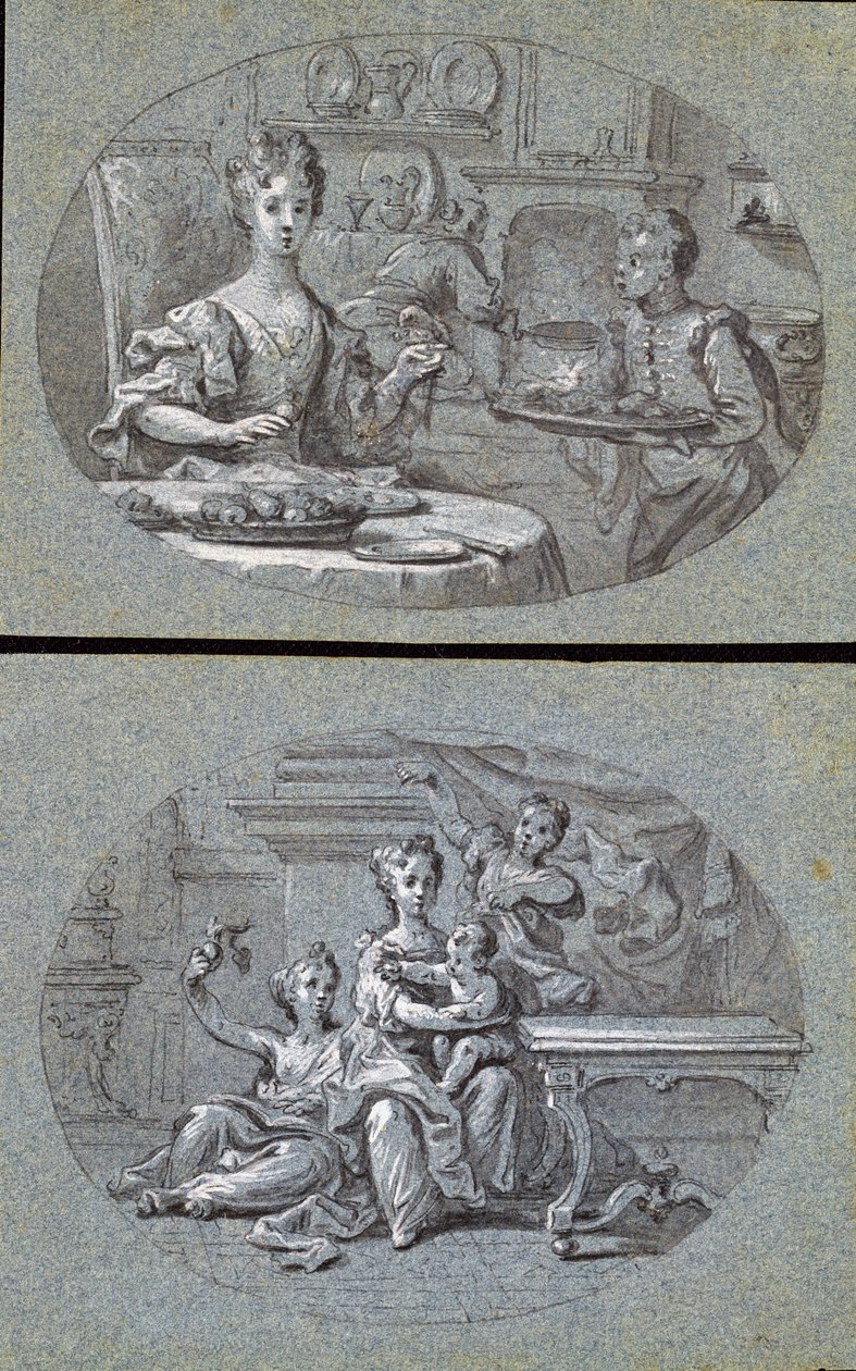Dos escenas domésticas, c.1725 de English School