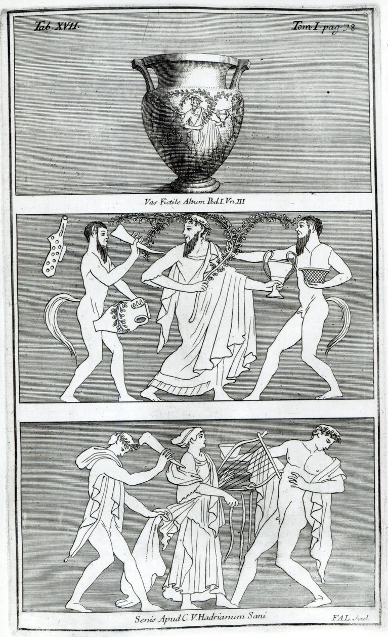 Dos escenas de un jarrón etrusco (grabado) de English School