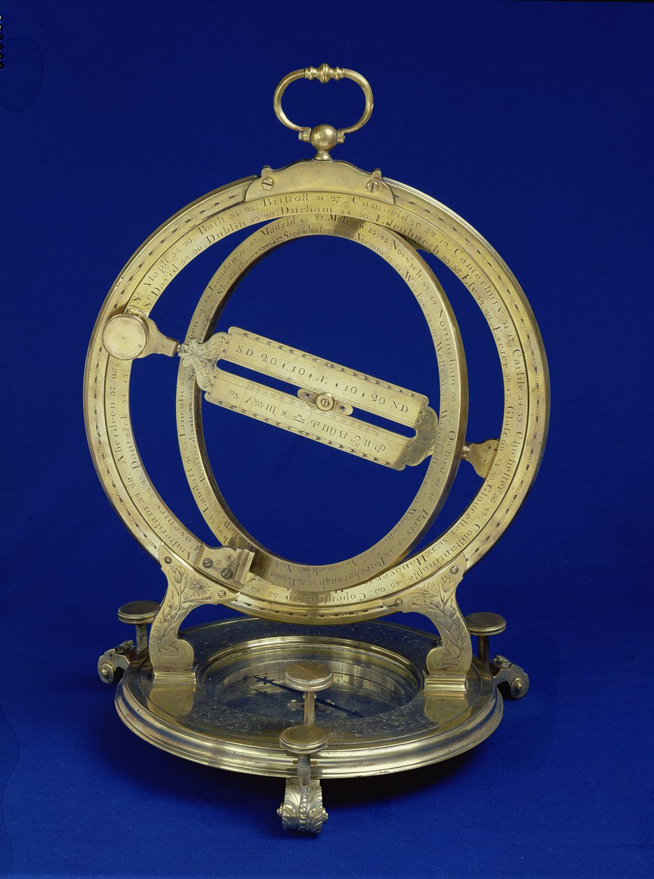 Anillo de Esfera Equinoccial Universal, probablemente hecho por Thomas Heath, c.1730 (latón) de English School