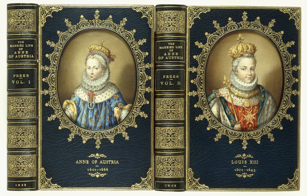 Cubierta superior con dos retratos ovalados de Ana de Austria y Luis XIII, 1865 de English School