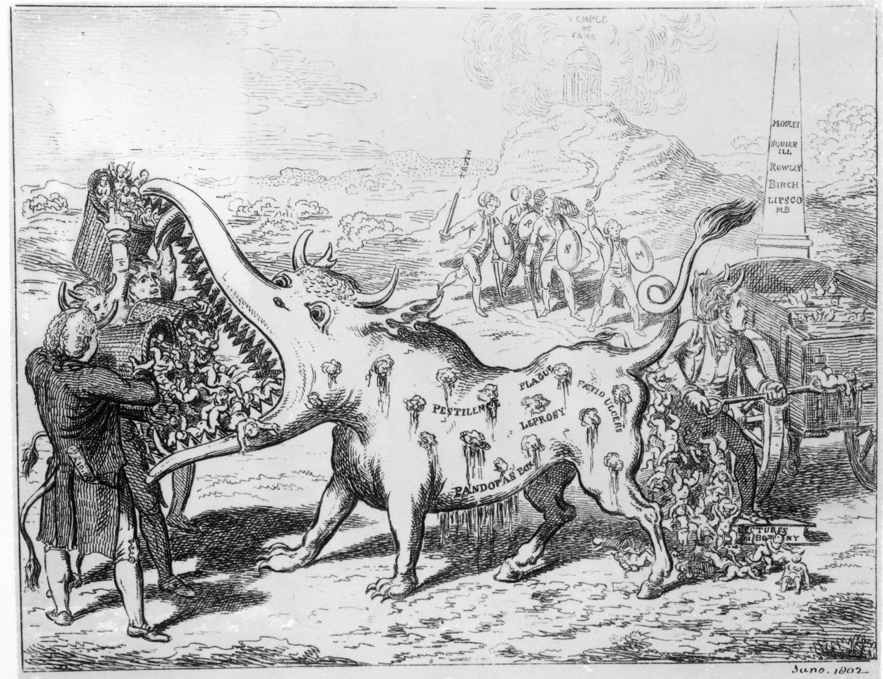 Vacunación, publicado por J.L.Stuart, 1802 de English School
