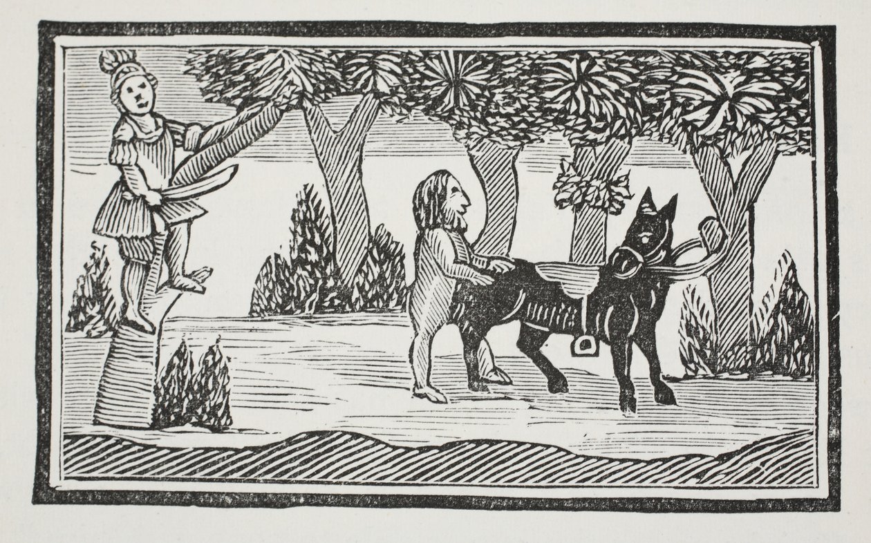 Valentín y Orson, ilustración de Chap-books del Siglo XVIII de John Ashton, pub. 1882 de English School