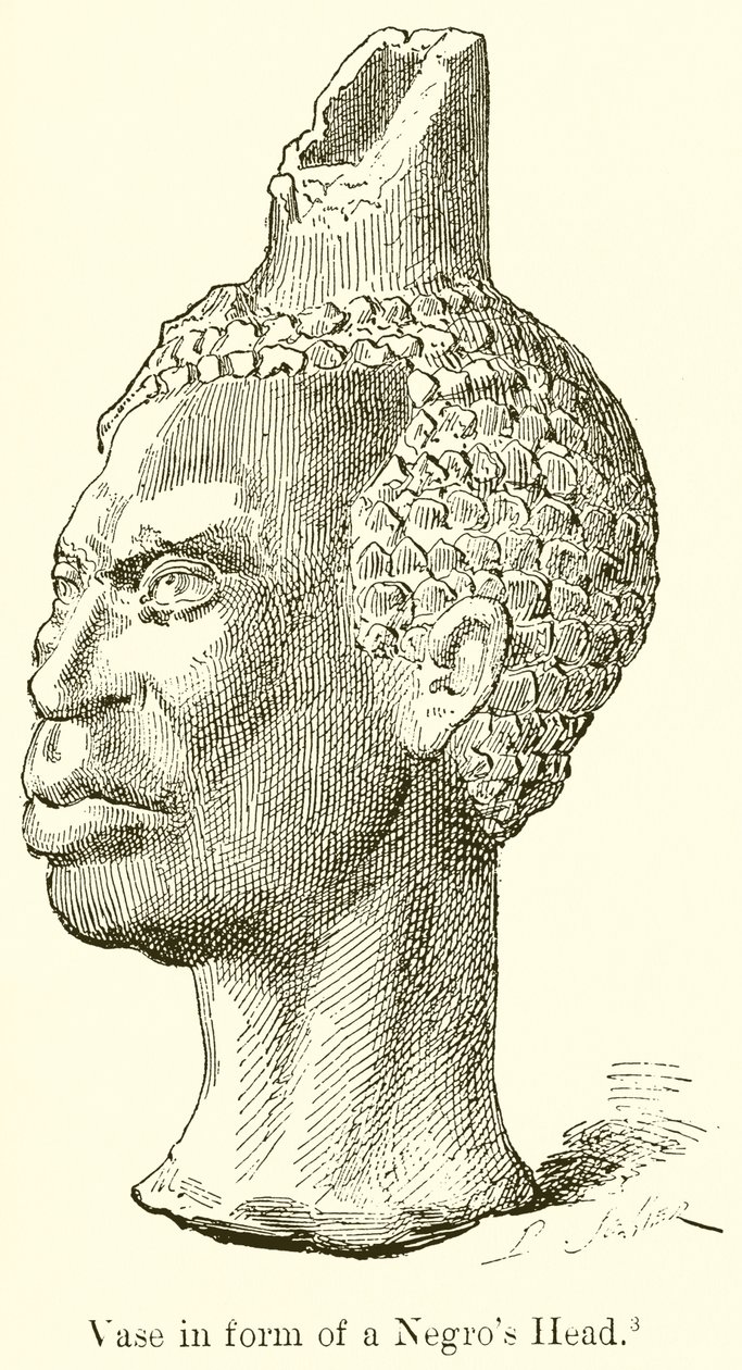 Jarrón con forma de cabeza de negro (grabado) de English School