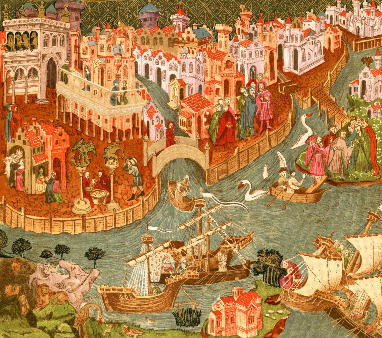Venecia (litografía en color) de English School
