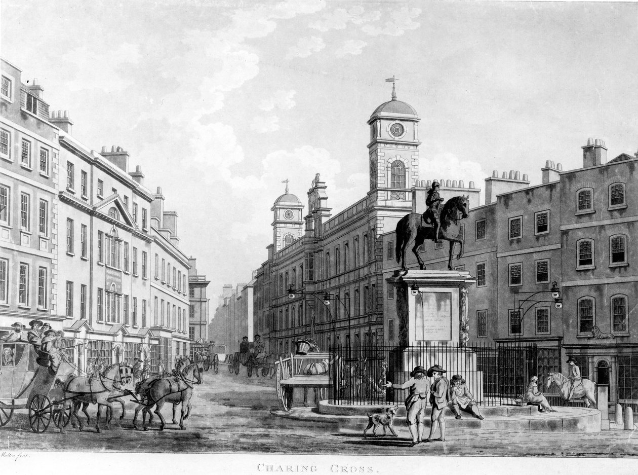 Vista en Charing Cross hacia Northumberland House, 1795 de English School