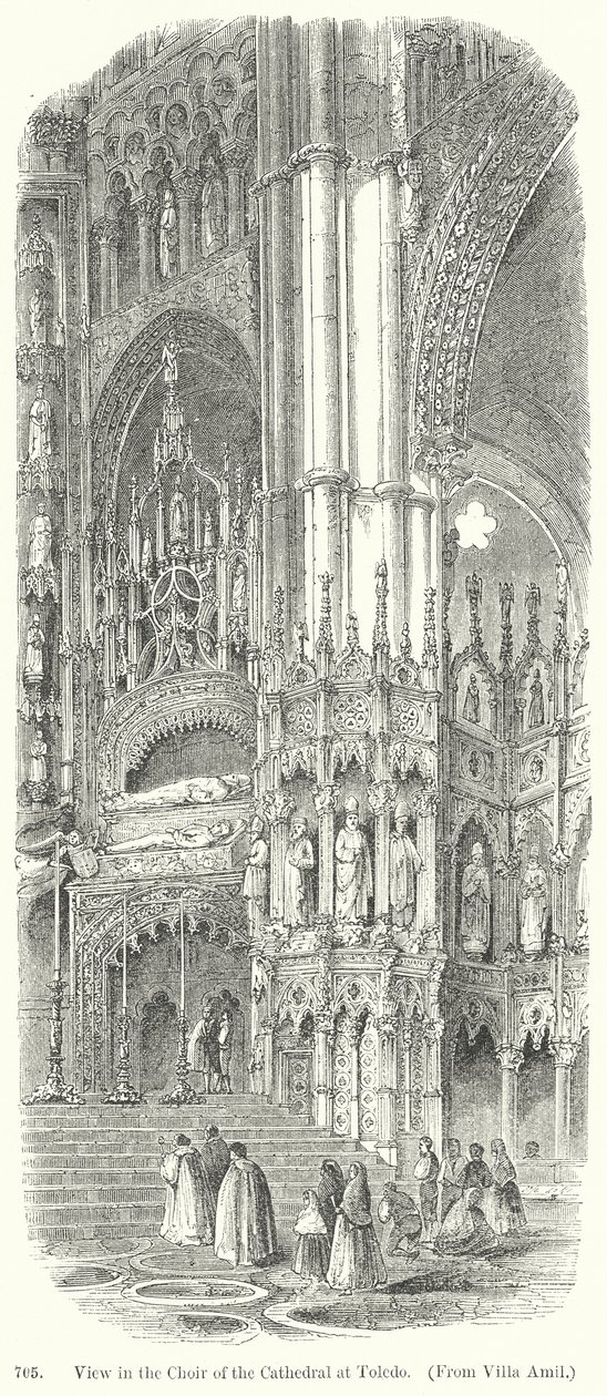 Vista del Coro de la Catedral de Toledo (grabado) de English School