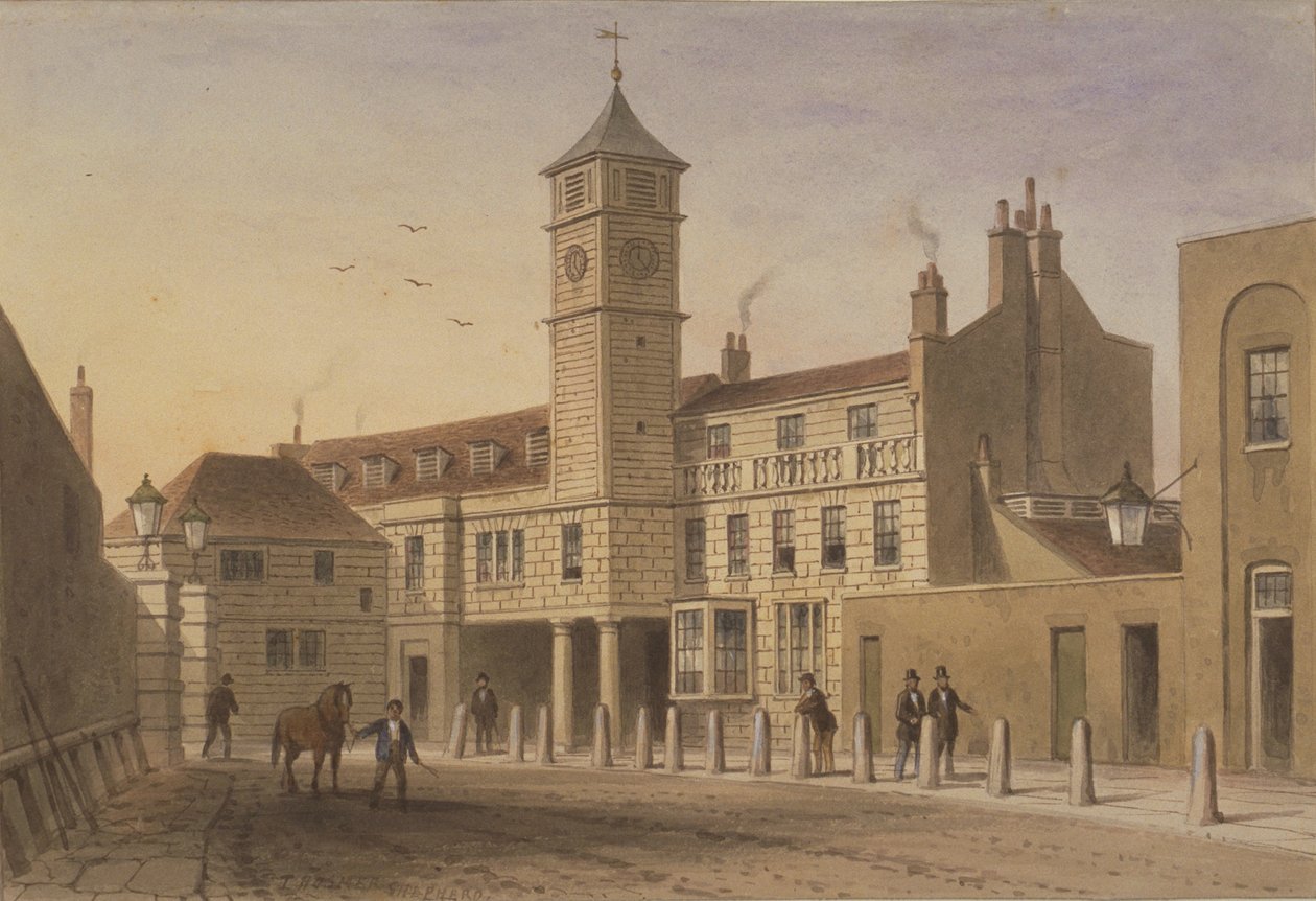 Vista de Bridge House en Bridge Yard, Tooley Street, 1846 de English School