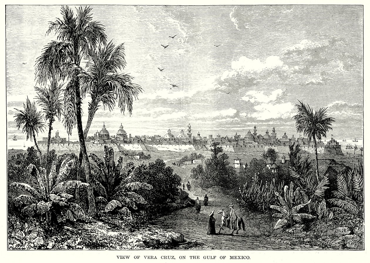 Vista de Vera Cruz, en el Golfo de México (grabado) de English School