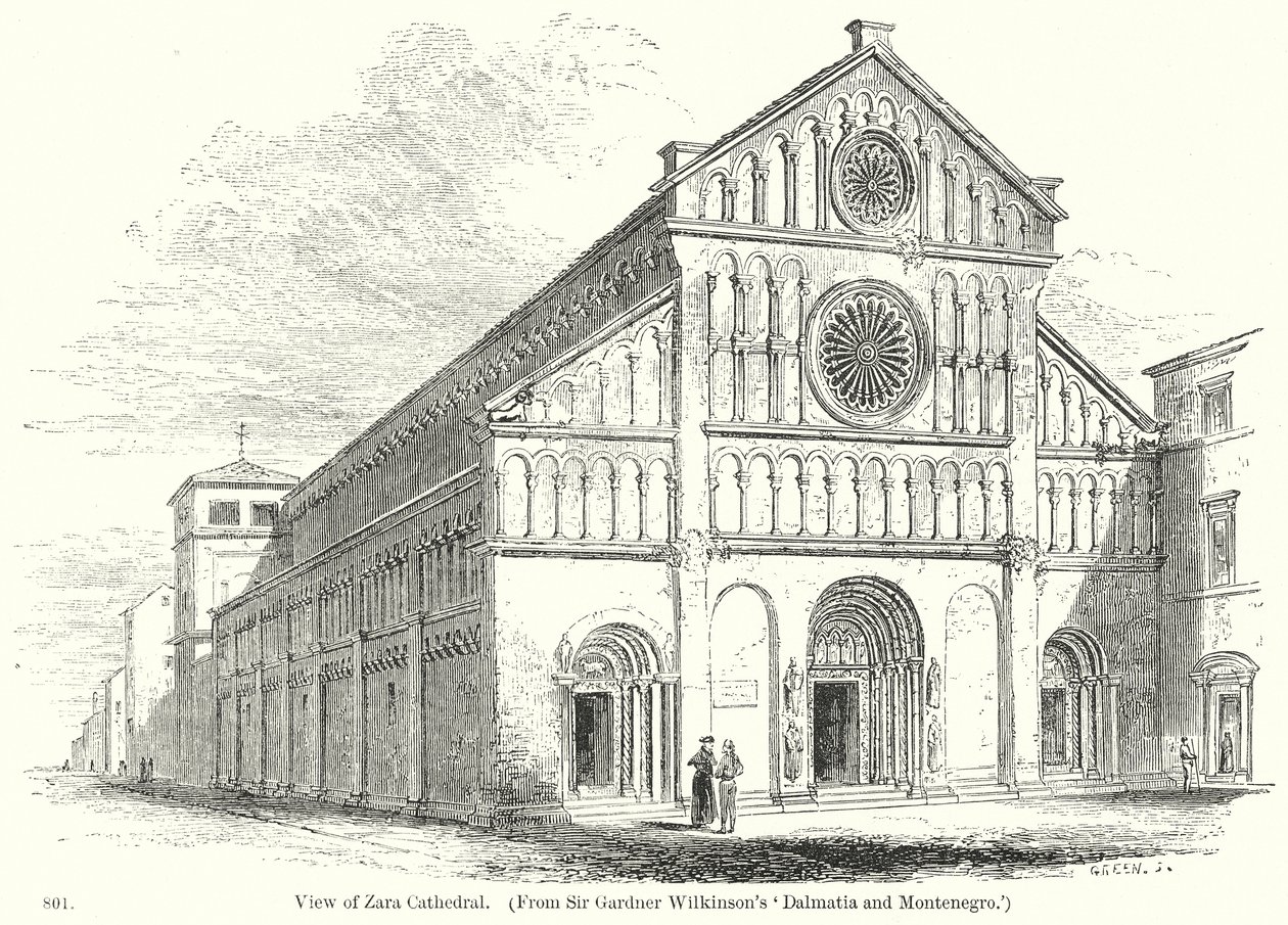 Vista de la catedral de Zara (grabado) de English School