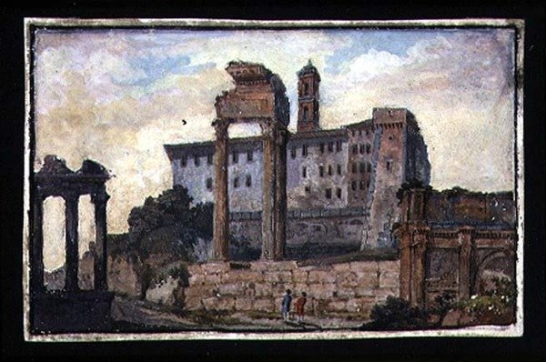 Vista del Capitolio y los Templos de Cástor y Pólux, Roma, c.1800 de English School