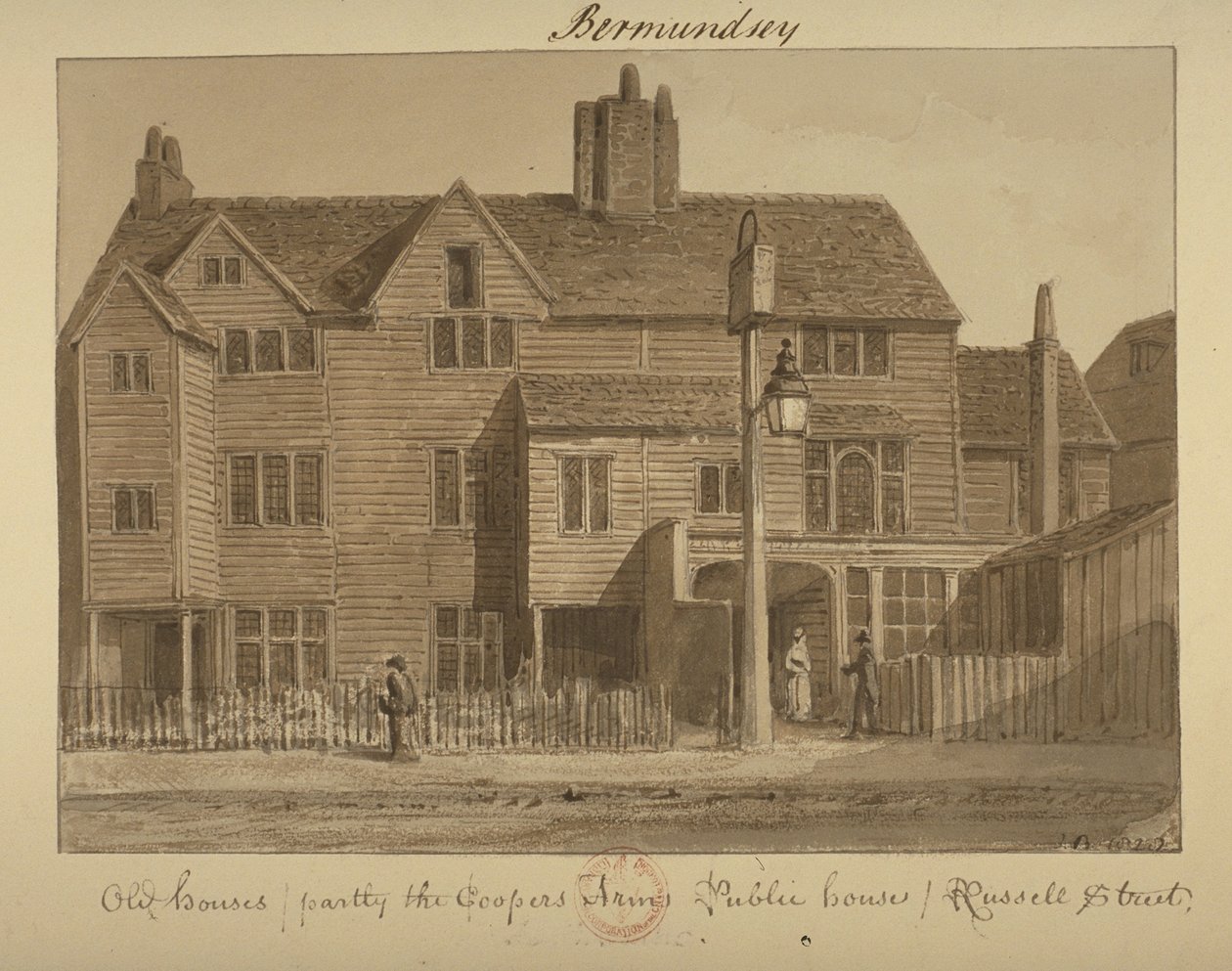 Vista de la Posada Coopers Arms, Russell Street, 1828 de English School