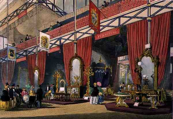 Vista de la sección de muebles de la Gran Exposición de 1851, de 