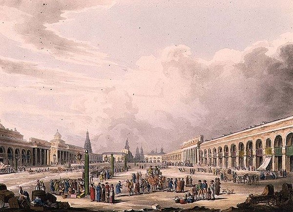 Vista de la Gran Plaza con las tiendas en Moscú, lámina 3 de 