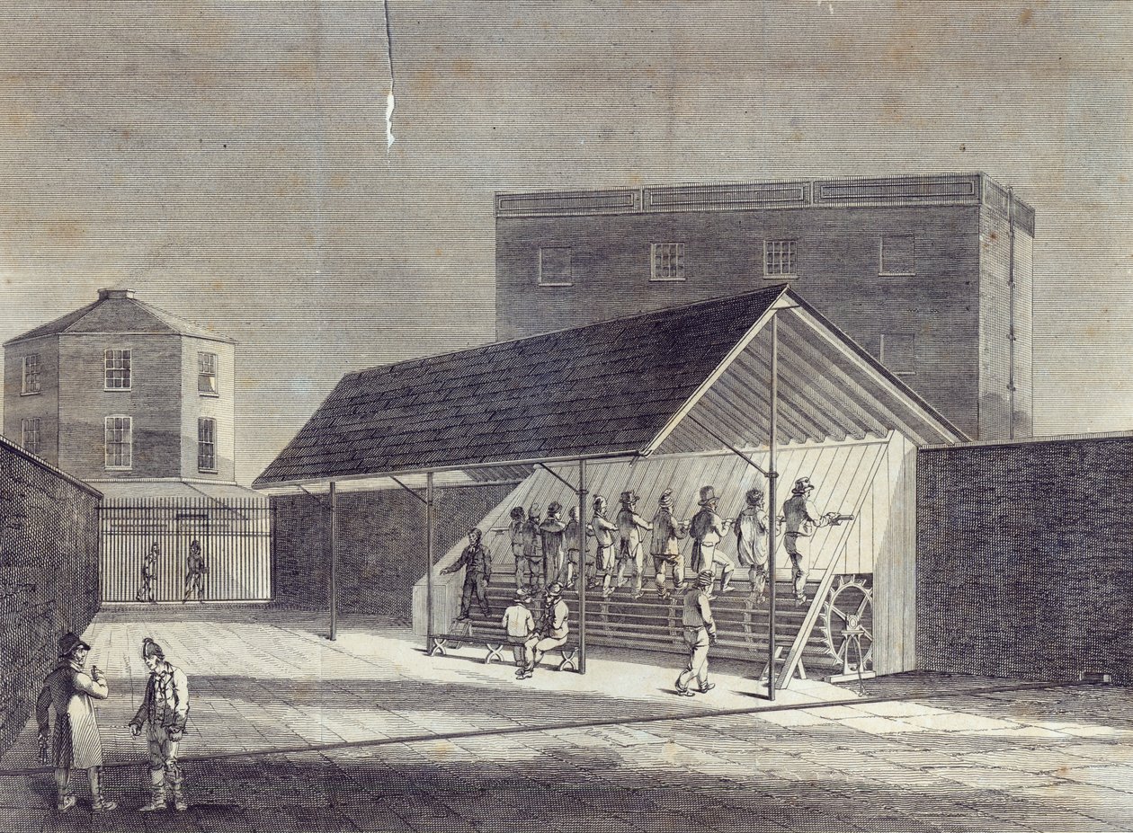 Vista del Molino de Tareas para el Empleo de Prisioneros, erigido en la Casa de Corrección en Brixton, publicado por Gent. Mag., julio 1822 de English School