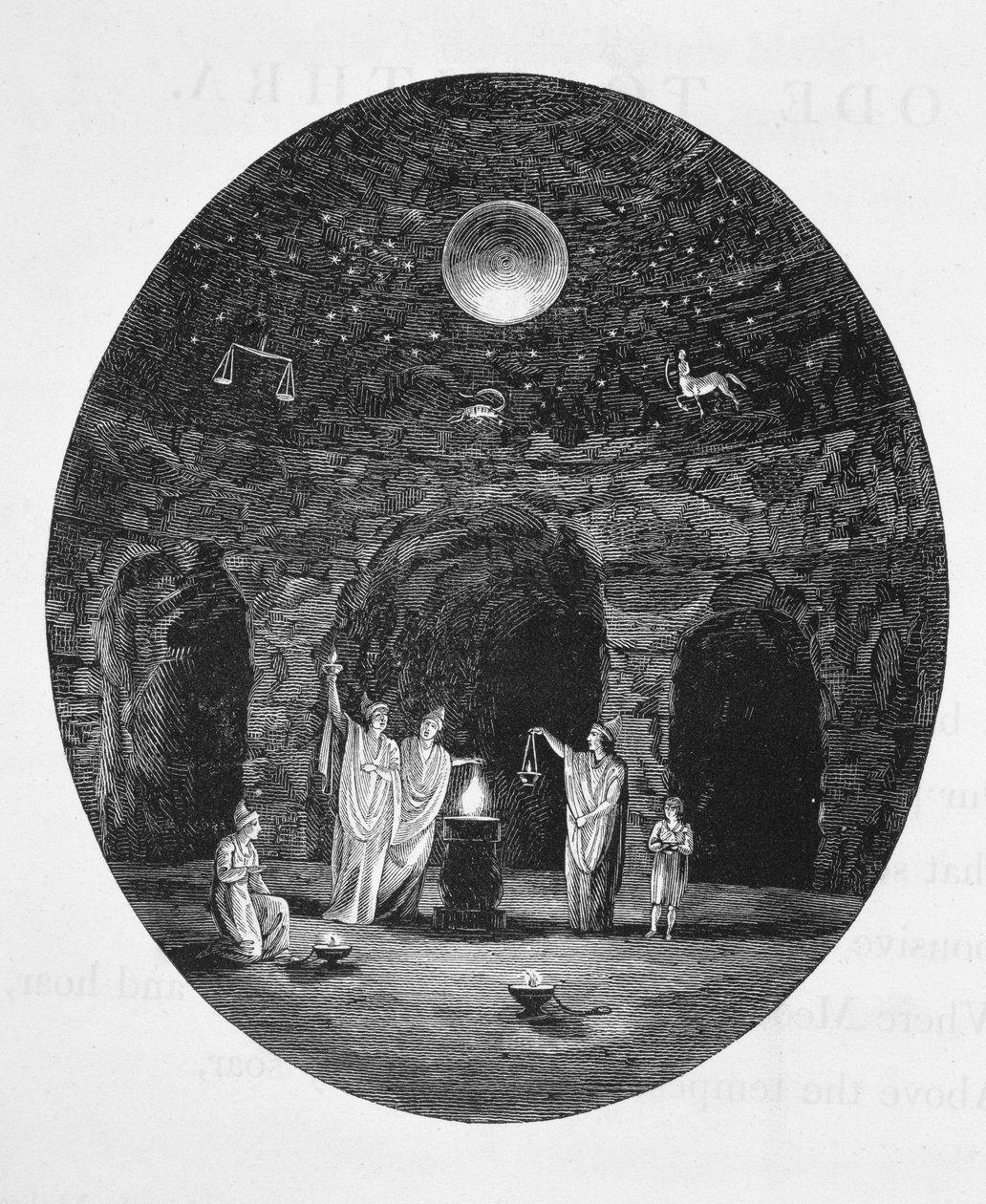 Vista de los antiguos ritos misteriosos celebrados en la caverna mitraica de English School