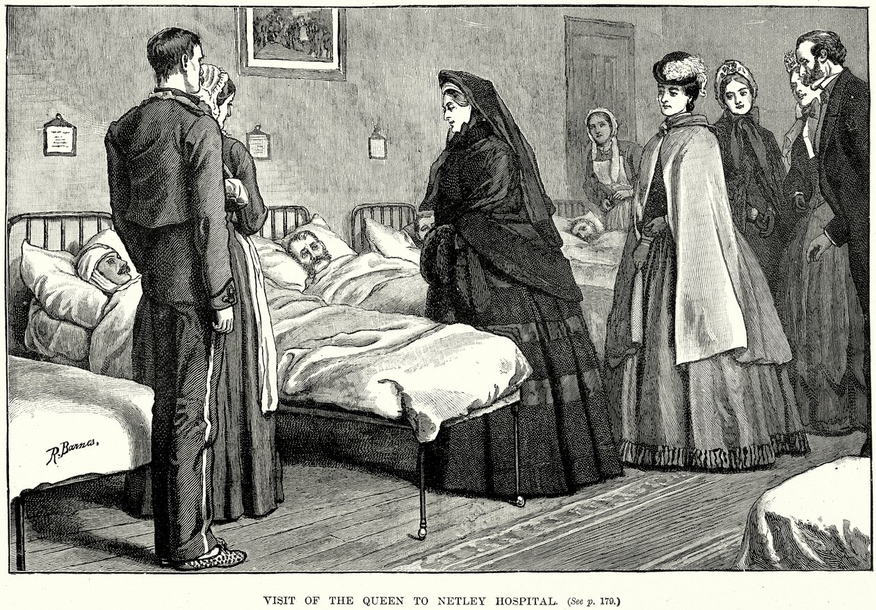 Visita de la Reina al Hospital de Netley (grabado) de English School