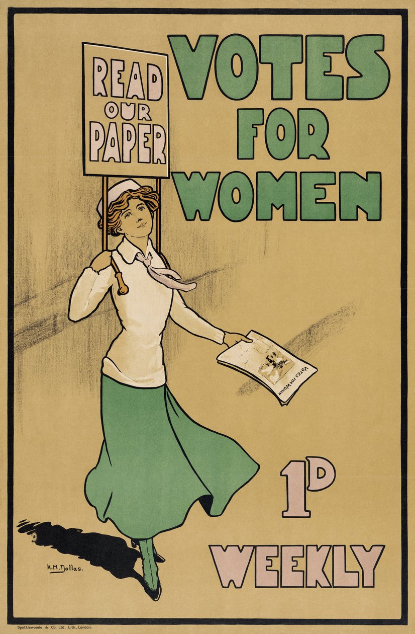 Votes for Women, de The Suffragette, pub.1912 (litografía en color) de English School
