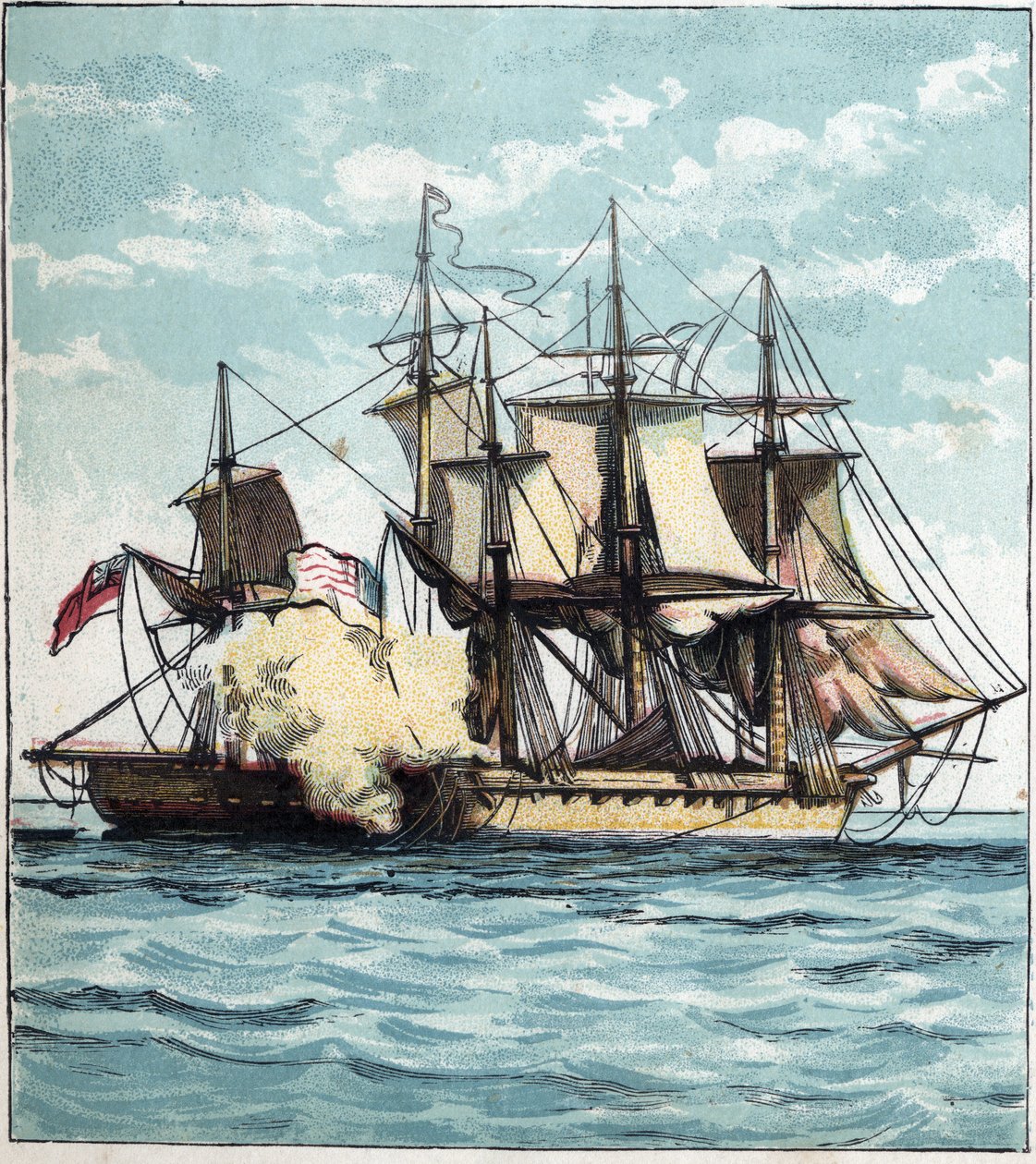 Guerra de 1812 entre Estados Unidos y Gran Bretaña: la fragata Chesapeake durante la batalla naval contra la fragata británica 