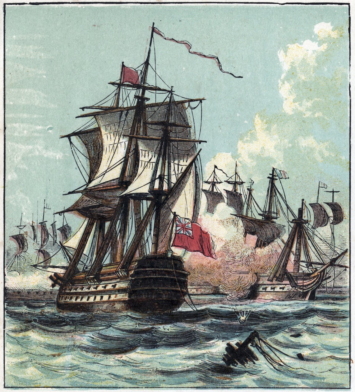 Guerra de la Revolución: la batalla del 13 de Prairial Año II (01/06/1794) fue una batalla naval entre el escuadrón francés comandado por Louis Thomas Villaret de Joyeuse y el ejército británico del almirante Howe (1726-1799) frente a Ouessant. Los británi de English School