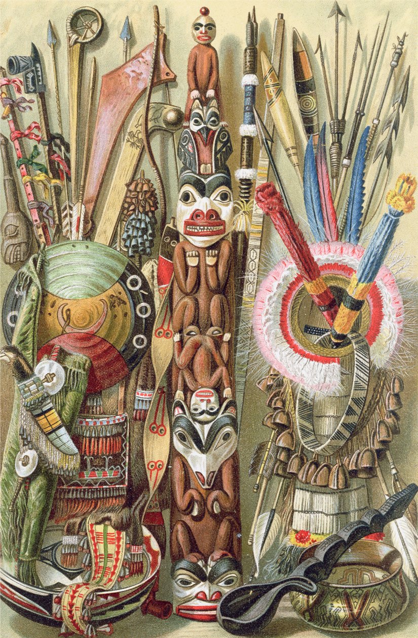 Armas, utensilios y adornos de los indios americanos, de 