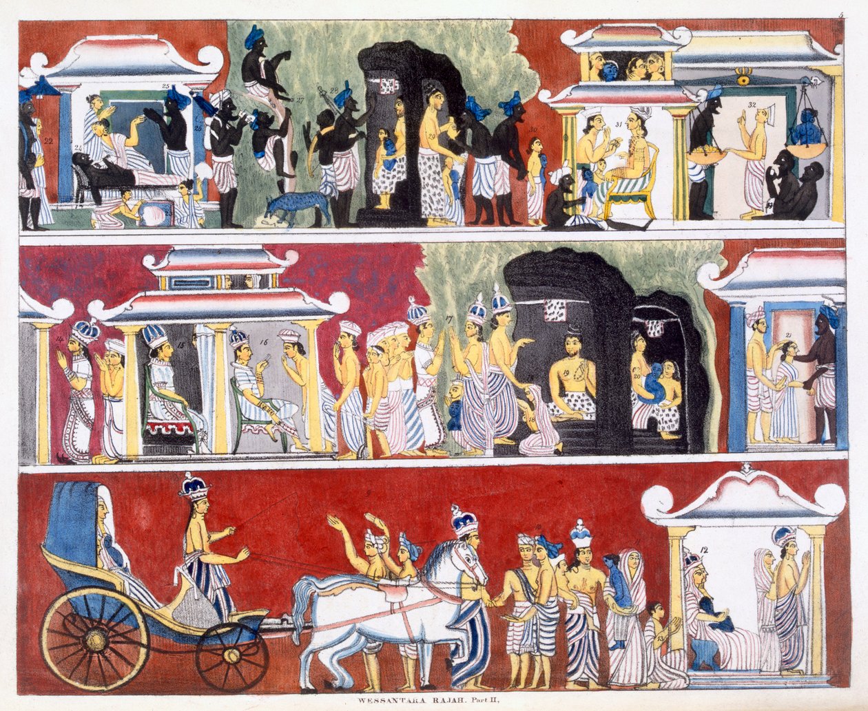 Wessantara Rajah, Parte II, de La Historia y Doctrina del Budismo por Edward Upham, 1829 de English School