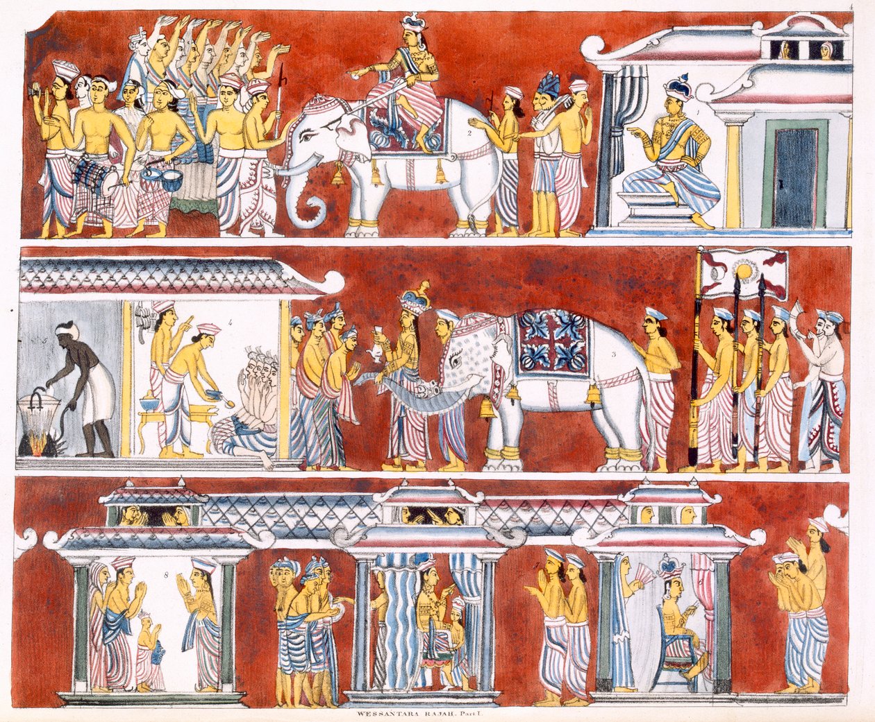 Wessantara Rajah, Parte I, de La Historia y Doctrina del Budismo por Edward Upham, 1829 de English School