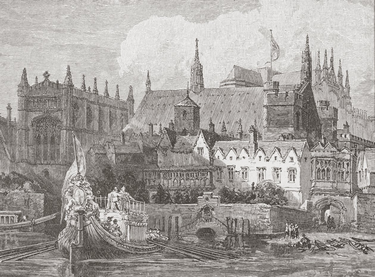 Westminster Hall visto desde el Támesis durante el reinado de Carlos I, c.1625-49 de English School