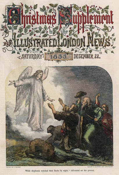 Mientras los pastores vigilaban sus rebaños por la noche, de la portada de Illustrated London News, suplemento de Navidad, 1855 de English School