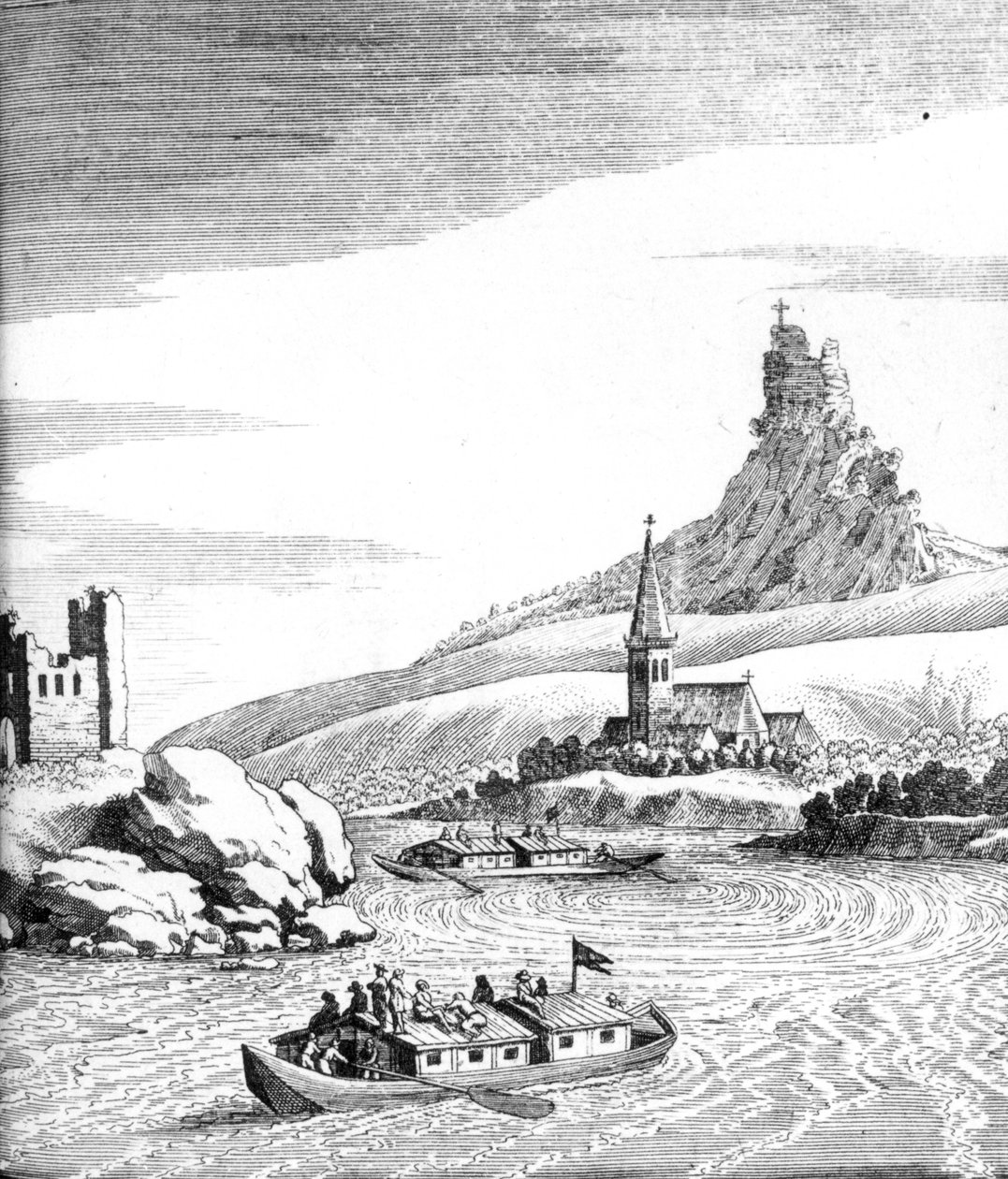 Remolino en el Danubio, de Un Relato de Varios Viajes por Edward Browne, publicado en 1677 de English School