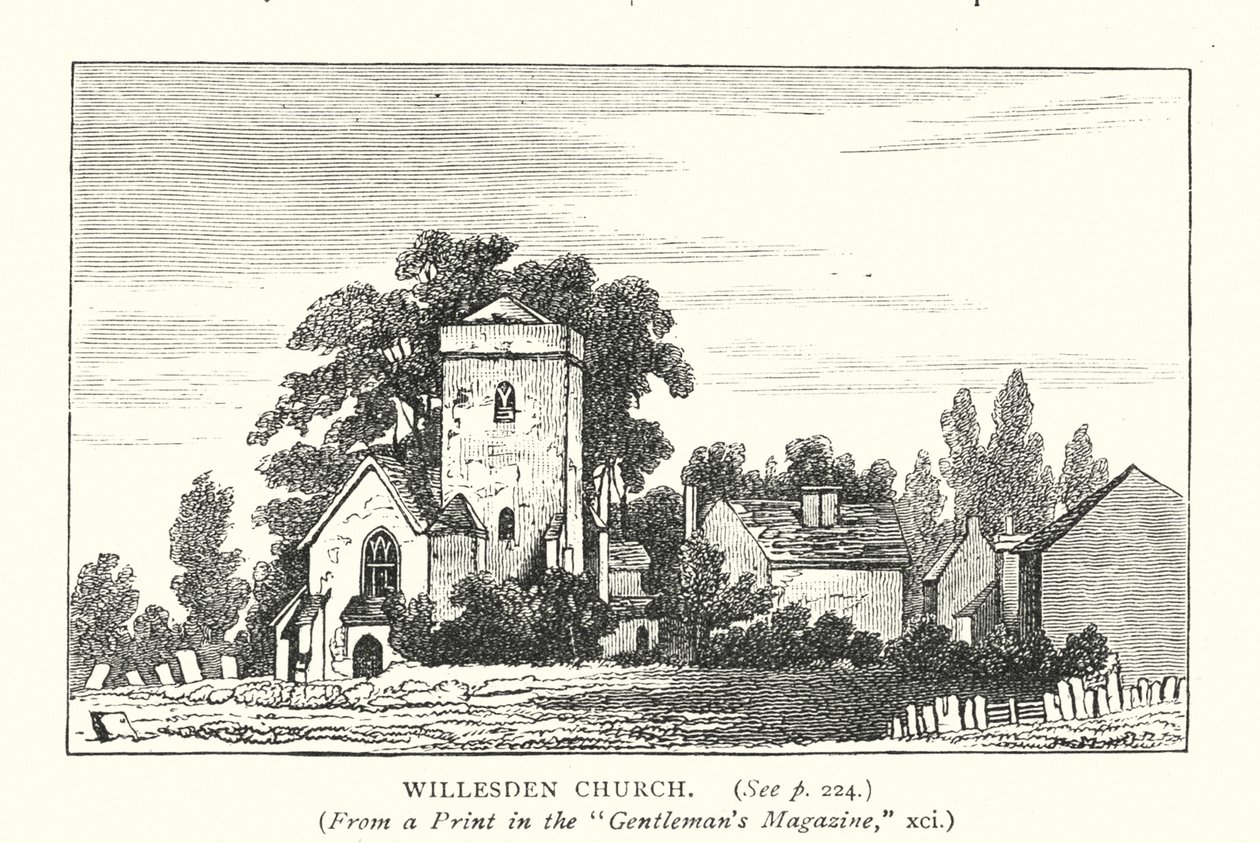 Iglesia de Willesden (grabado) de English School
