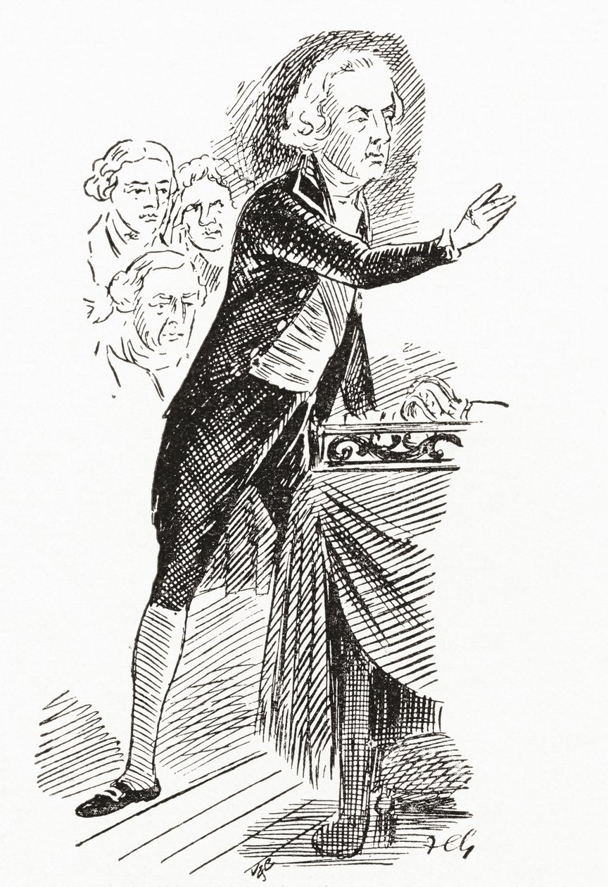 William Pitt el Joven dirigiéndose a la Cámara de los Comunes de English School