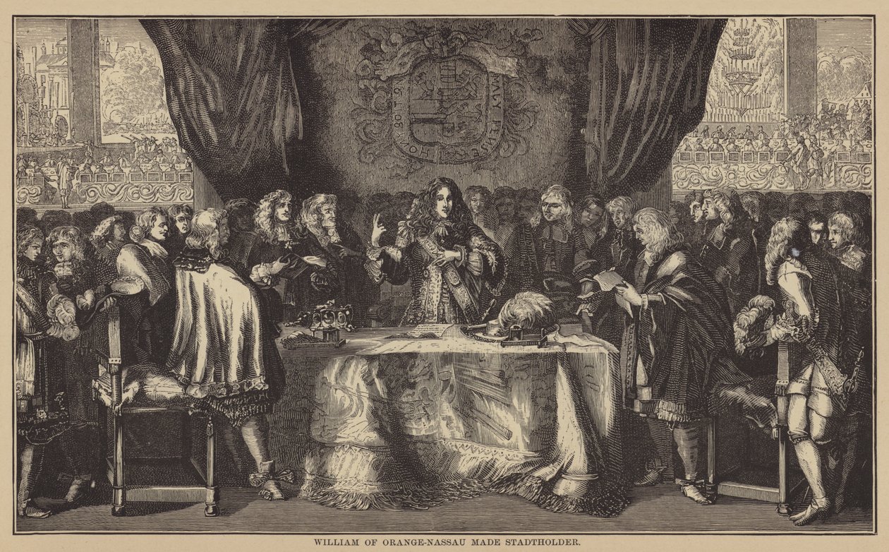 Guillermo de Orange-Nassau nombrado Stadtholder (grabado) de English School