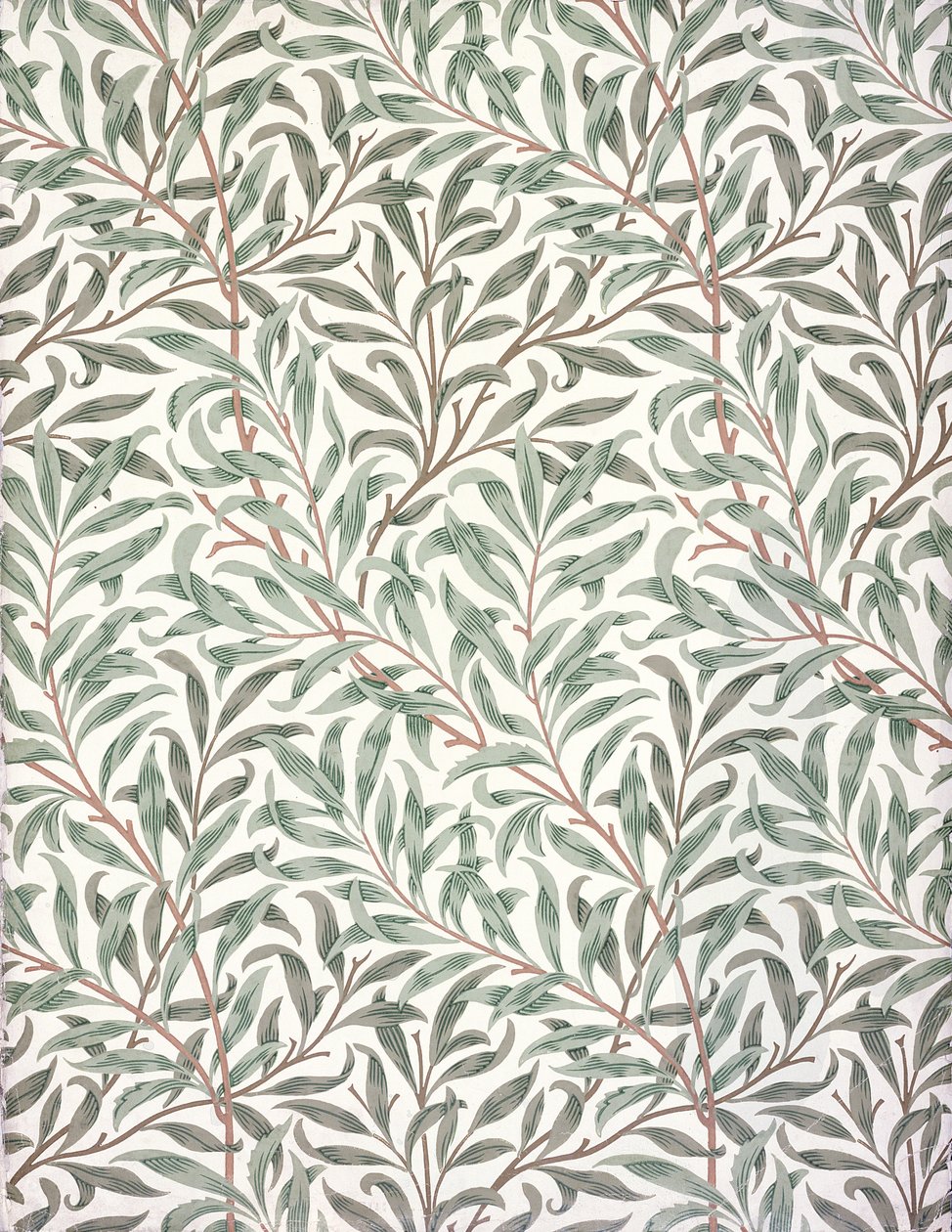 Rama de sauce, diseño de papel tapiz, 1874 de English School