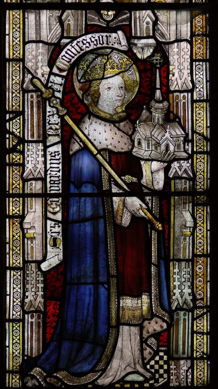 Ventana Ew que representa a San Ethelbert (mal etiquetado como Eduardo el Confesor en el siglo XIX) de English School