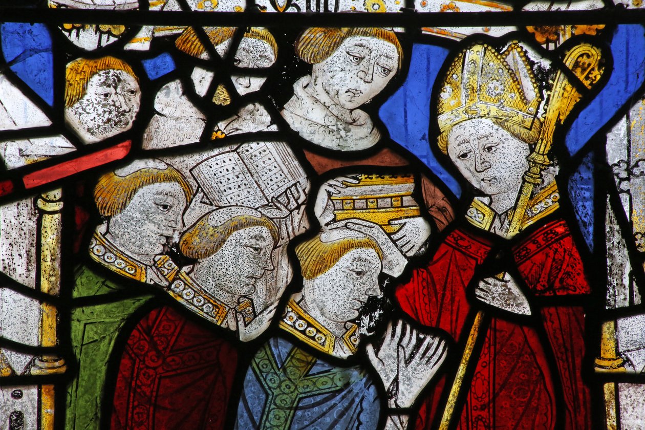 Ventana que representa los Siete Sacramentos: Orden Sagrado de English School