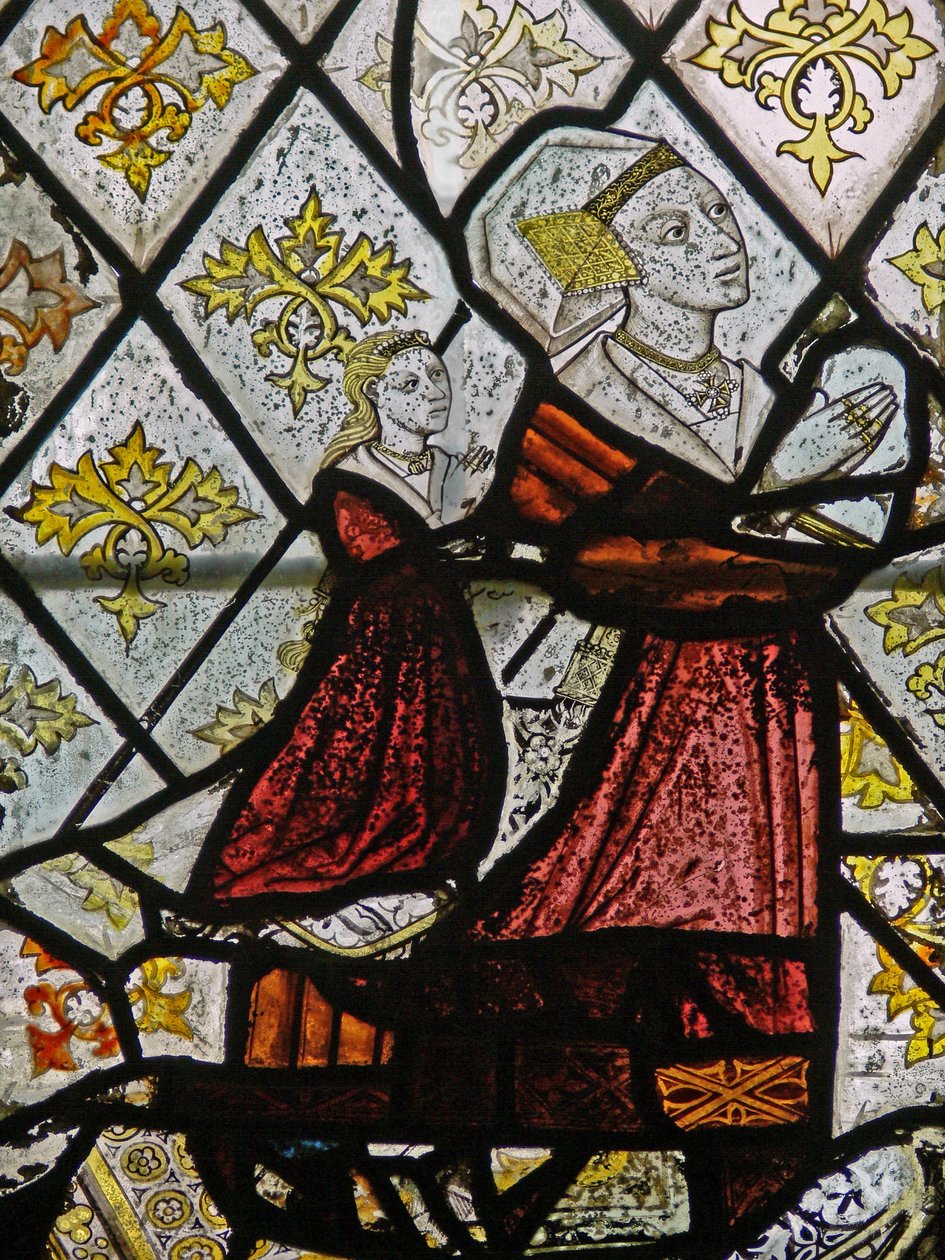 Ventana N5 que representa a Margaret Fawkener, esposa de Robert Fitz Ellis de English School