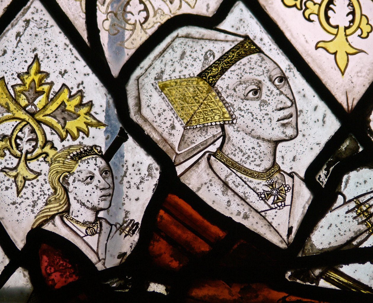 Ventana N5 que representa a Margaret Fawkener, esposa de Robert Fitz Ellis (detalle) de English School