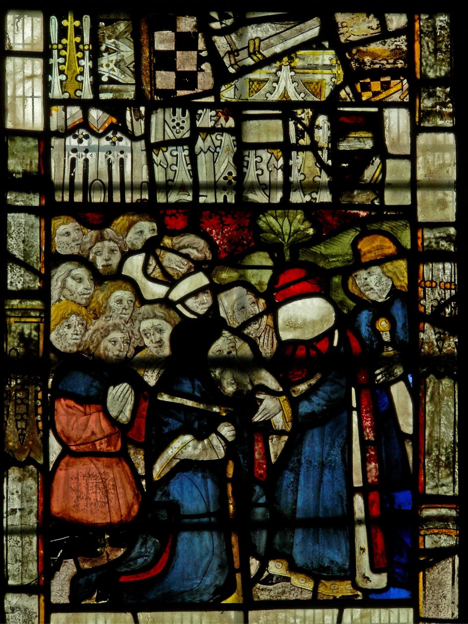 Ventana S4 que representa a Jacob, su familia y el faraón de English School