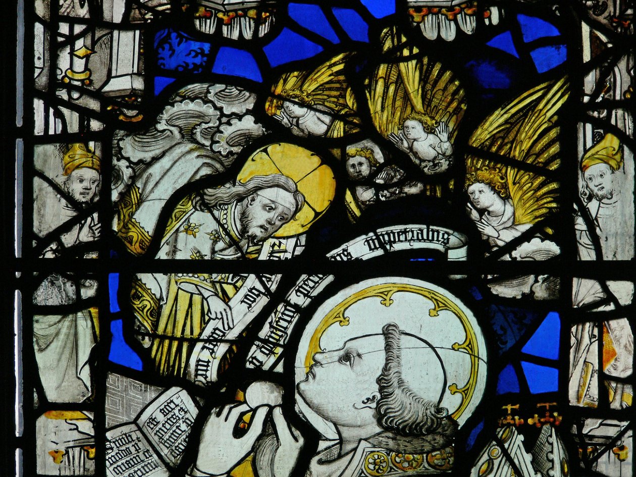 Ventana S6 que representa la Misa de San Gregorio de English School