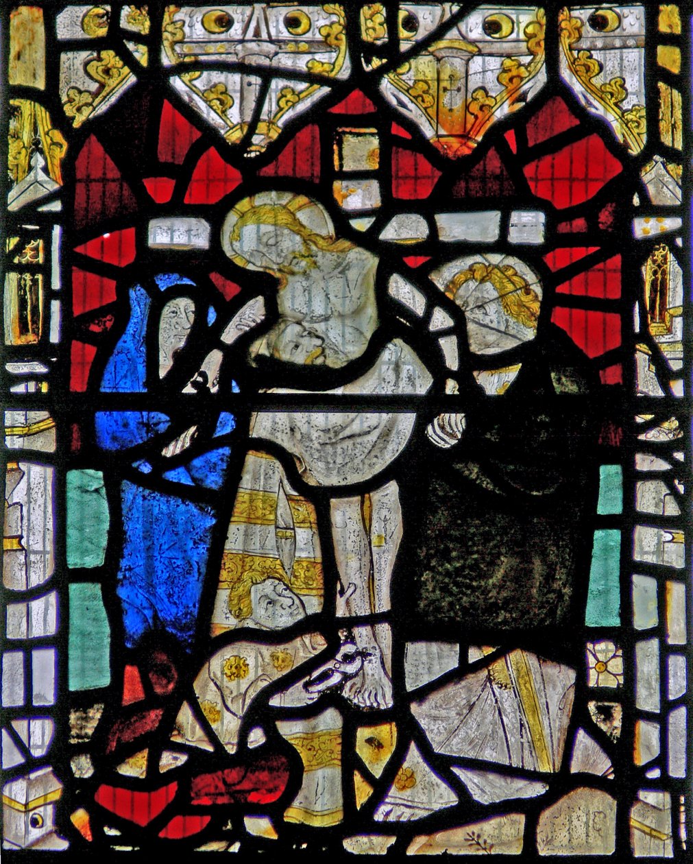 Ventana Ww que representa el Descendimiento de la Cruz de English School